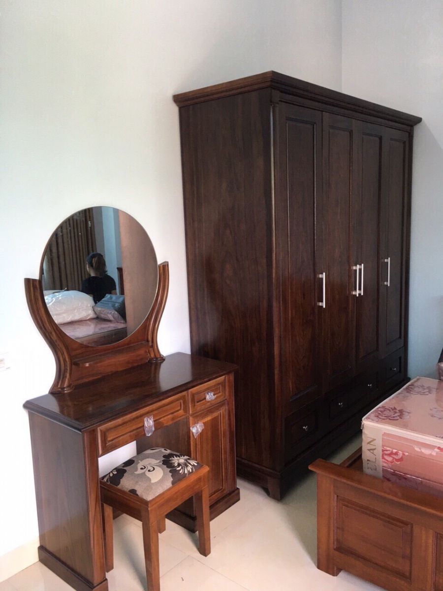 Tủ Gỗ Mun 4 Cánh Vân Đẹp, Giá Rẻ, Chất Lượng