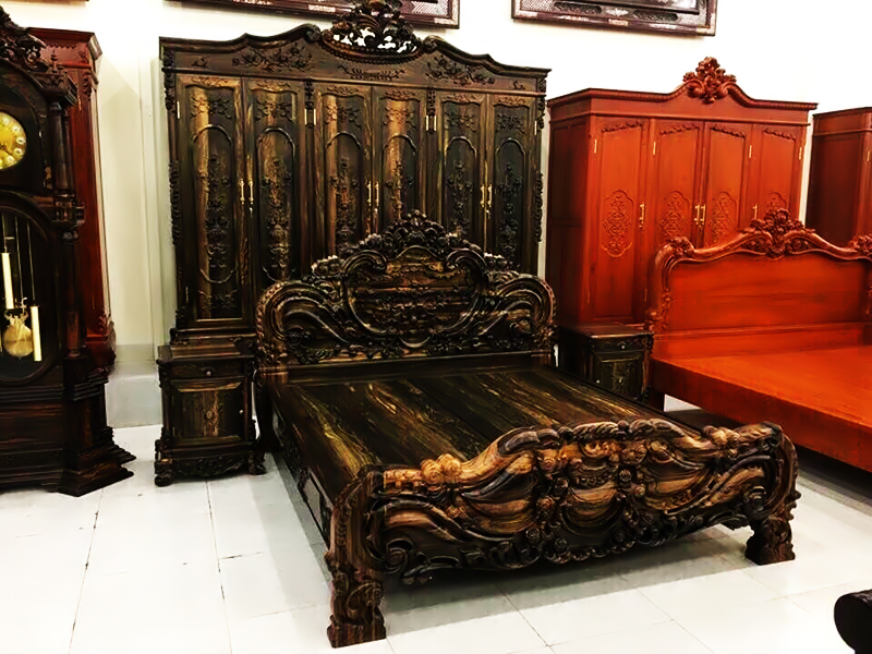 Giường Gỗ Mun Nam Phi Đẹp, Bền Chắc, Giá Cả Hợp Lý