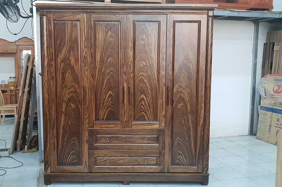 Tủ Gỗ Mun 4 Cánh Vân Đẹp, Giá Rẻ, Chất Lượng