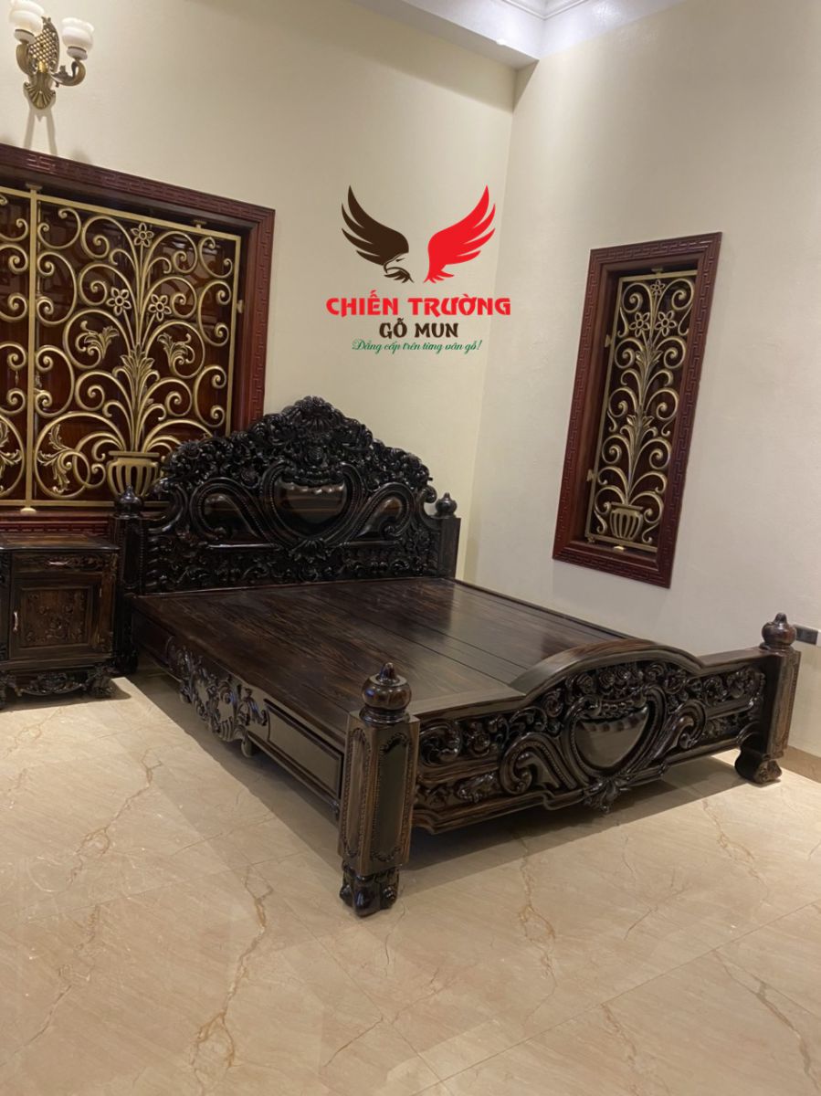Giường Gỗ Mun Sọc Bền Đẹp, Chất Lượng Và Cực Hợp Phong Thủy