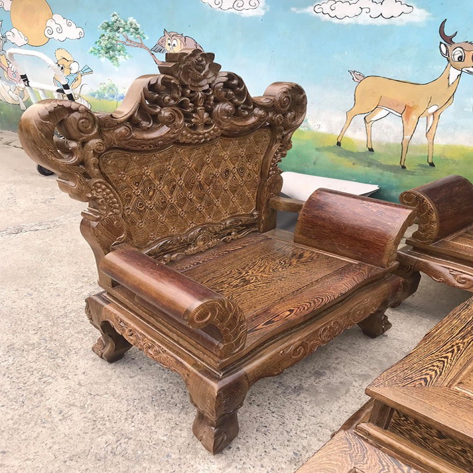 Bộ Bàn Ghế Hoàng Gia Gỗ Mun Đuôi Công Đẳng Cấp, Sang Trọng