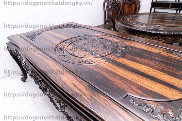 Bàn Ăn Gỗ Mun Sang Trọng, Chất Lượng Cao, Bền Đẹp