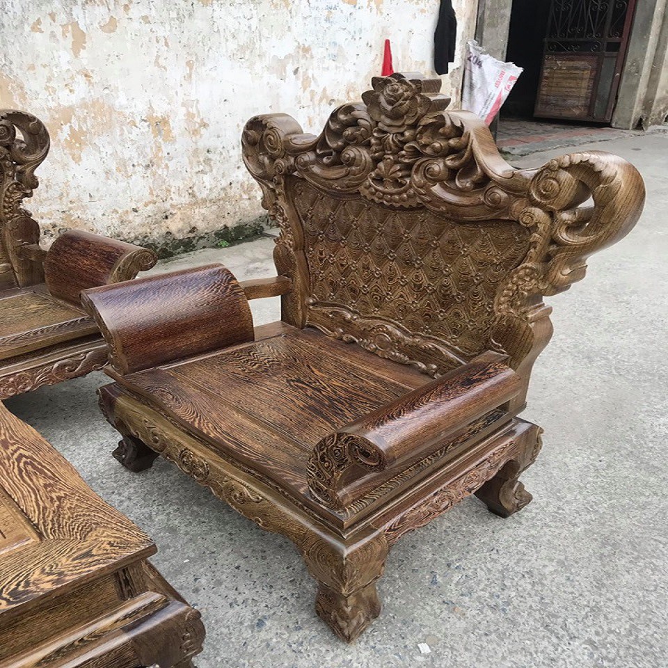 Bộ Bàn Ghế Hoàng Gia Gỗ Mun Đuôi Công Đẳng Cấp, Sang Trọng